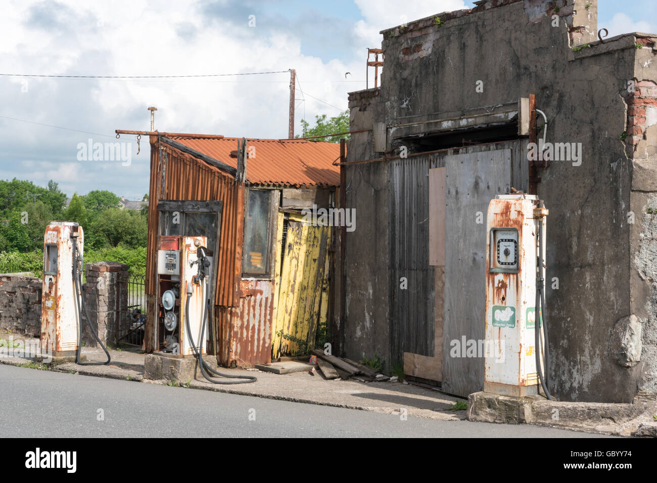 Abandoned Fuel Station Stock Photo