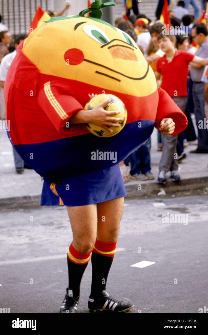 Soccer - World Cup Spain 1982. Naranjito, the official mascot for Spain 82 World Cup Stock Photo