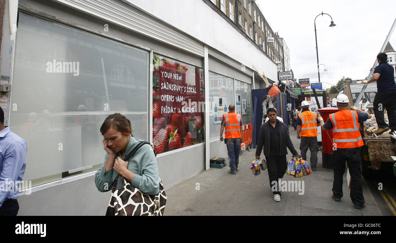 The former Woolworths store, 329-333 Kentish Town Road, Kentish Town, London, NW5 2TJ, which will open as a new Sainsbury's on August 14. Stock Photo