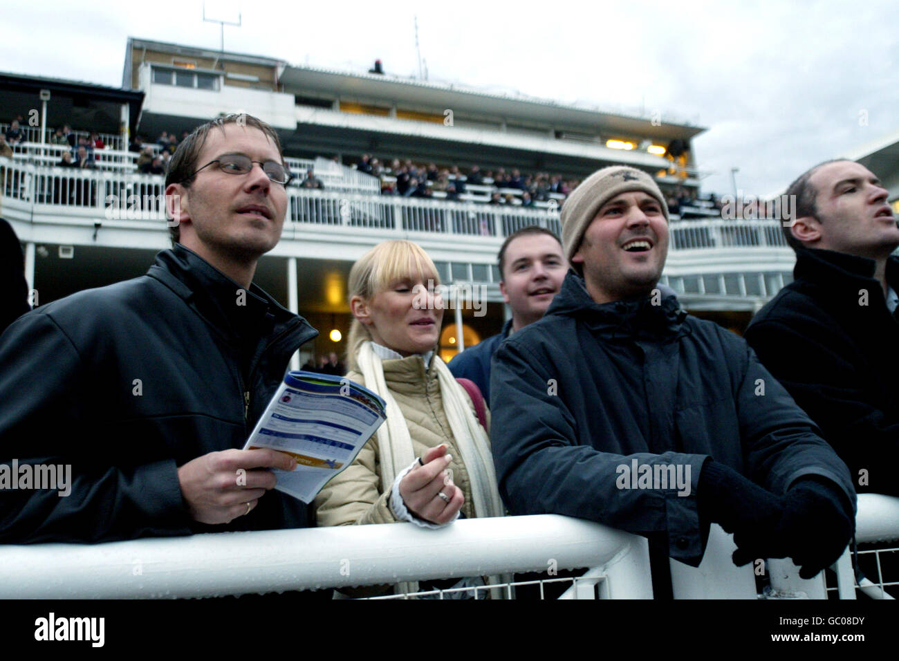 Race fans cheer on their horse at aintree racecourse hi-res stock ...