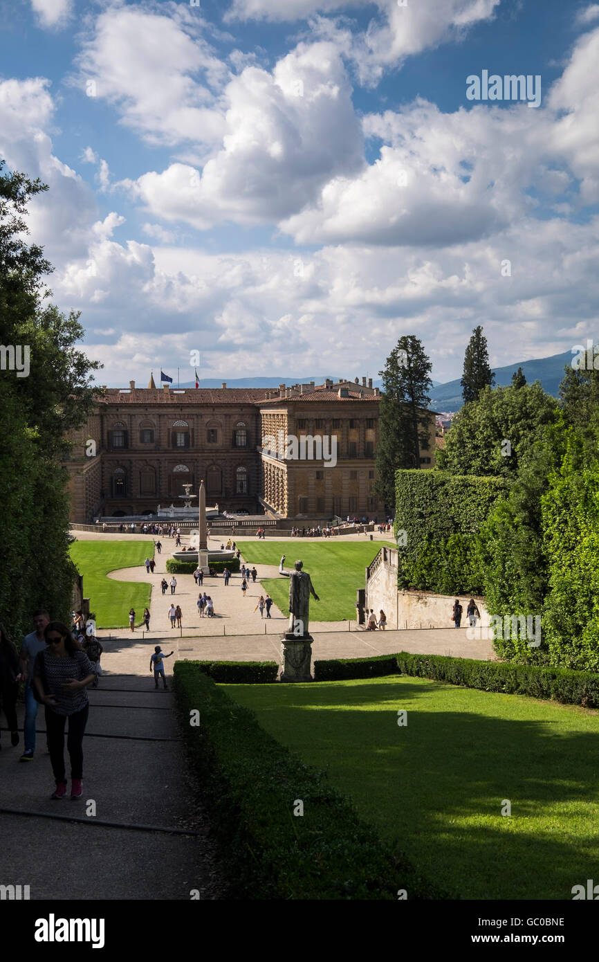 Giardino di Boboli looking back to the Palazzo Pitti, Florence, Tuscany, Italy Stock Photo