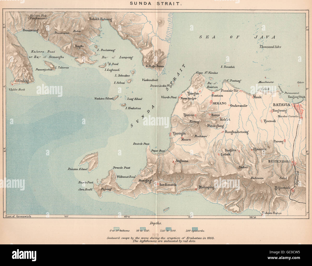 Sunda Strait.Java/Sumatra.Batavia(Jakarta).Indonesia.East Indies, 1885 ...
