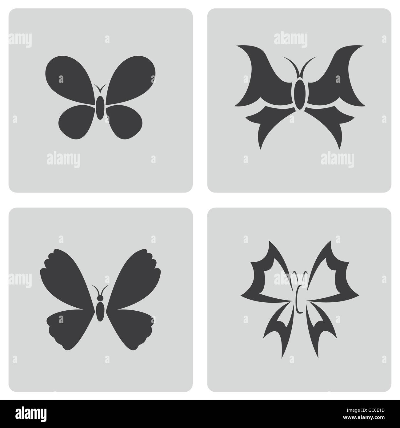 Vector black buttefly icons set Stock Vector Image & Art - Alamy