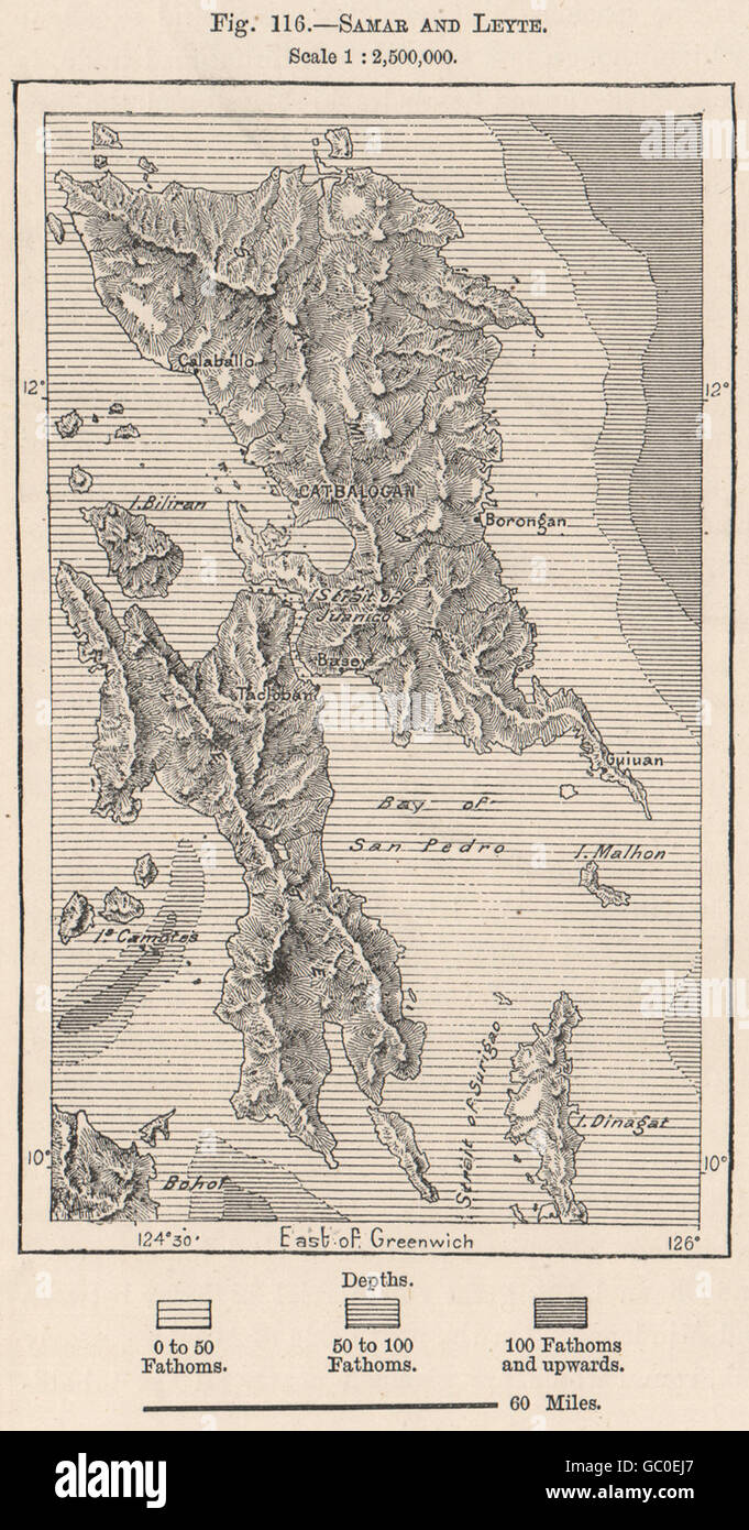 Map Of Samar And Leyte Samar & Leyte Islands.visayas.philippines.tacloban Calbayog Cities, 1885 Map  Stock Photo - Alamy