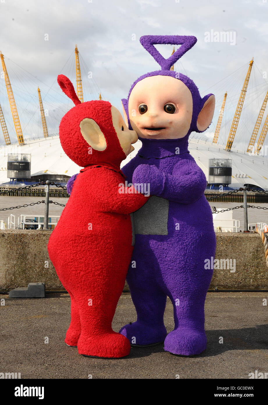 Po (Left) And Tinky Winky Of The Teletubbies Close To The O2 Arena, London  Stock Photo - Alamy