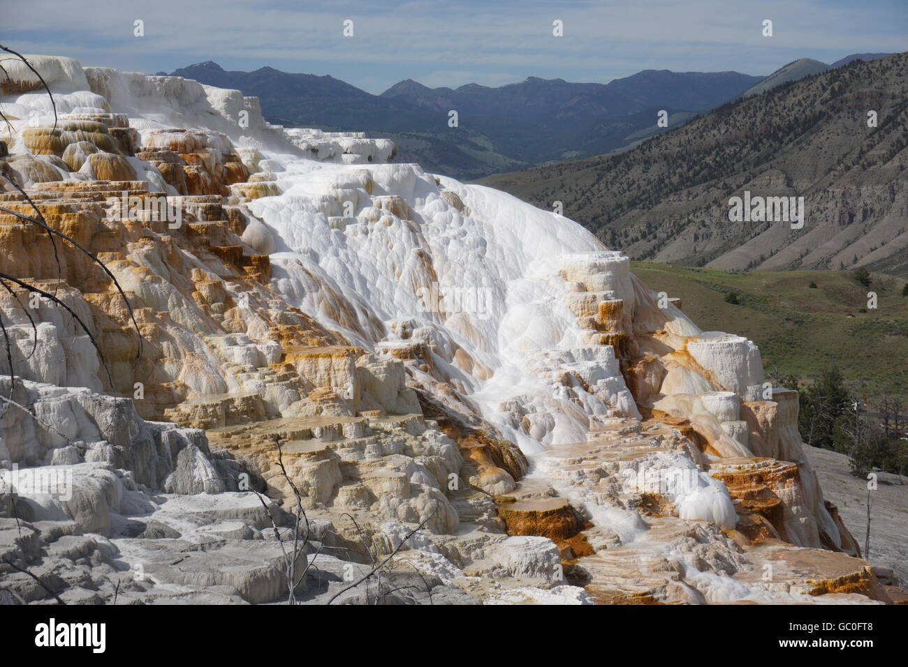 Mammoth Hot Springs Terraces, Yellowstone National Park Stock Photo