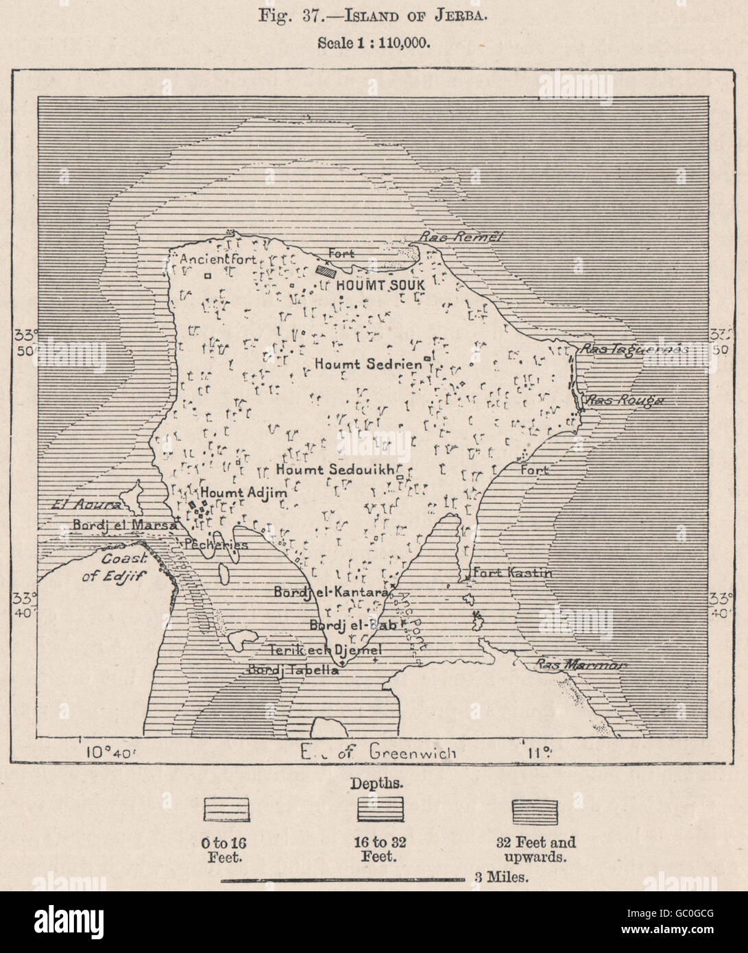 Carthage Tunisia 1885 old antique vintage map plan chart