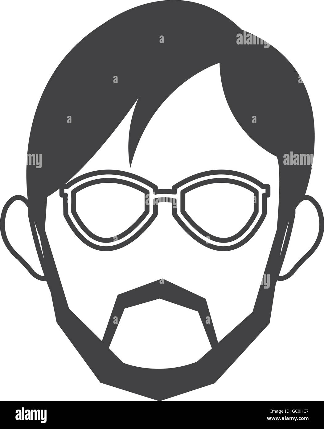 face of man wearing glasses and beard icon Stock Vector