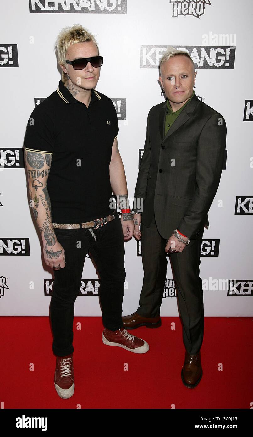 Liam Howlett and Keith Flint (right) of The Prodigy arriving at the Kerrang! Awards, at the Brewery, London. Stock Photo