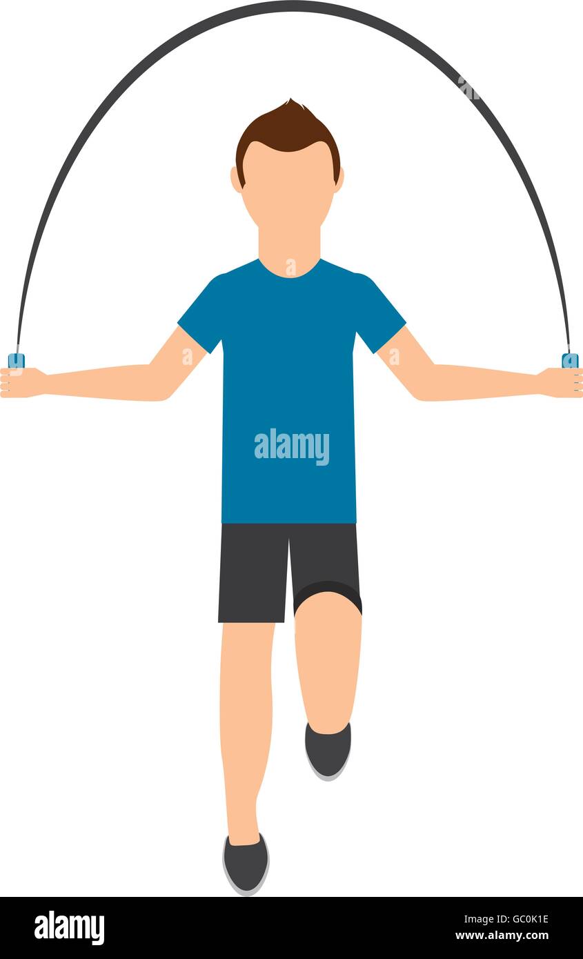 Exercise young man gym jump Stock Vector Images - Alamy