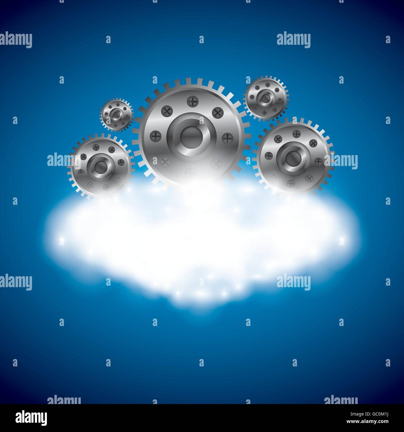 Cloud computing and gears icon. Technology design. Vector graph Stock ...