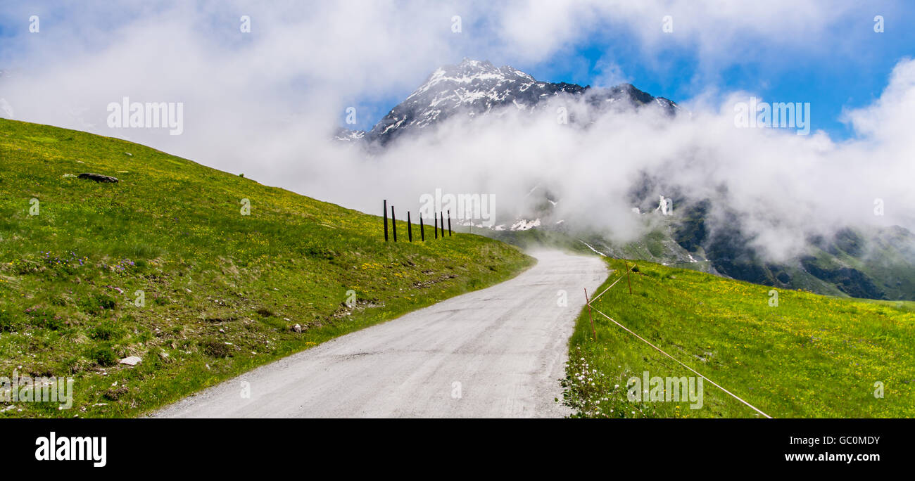 Views of the Swiss alps from Verbier in Switzerland in summer Stock Photo