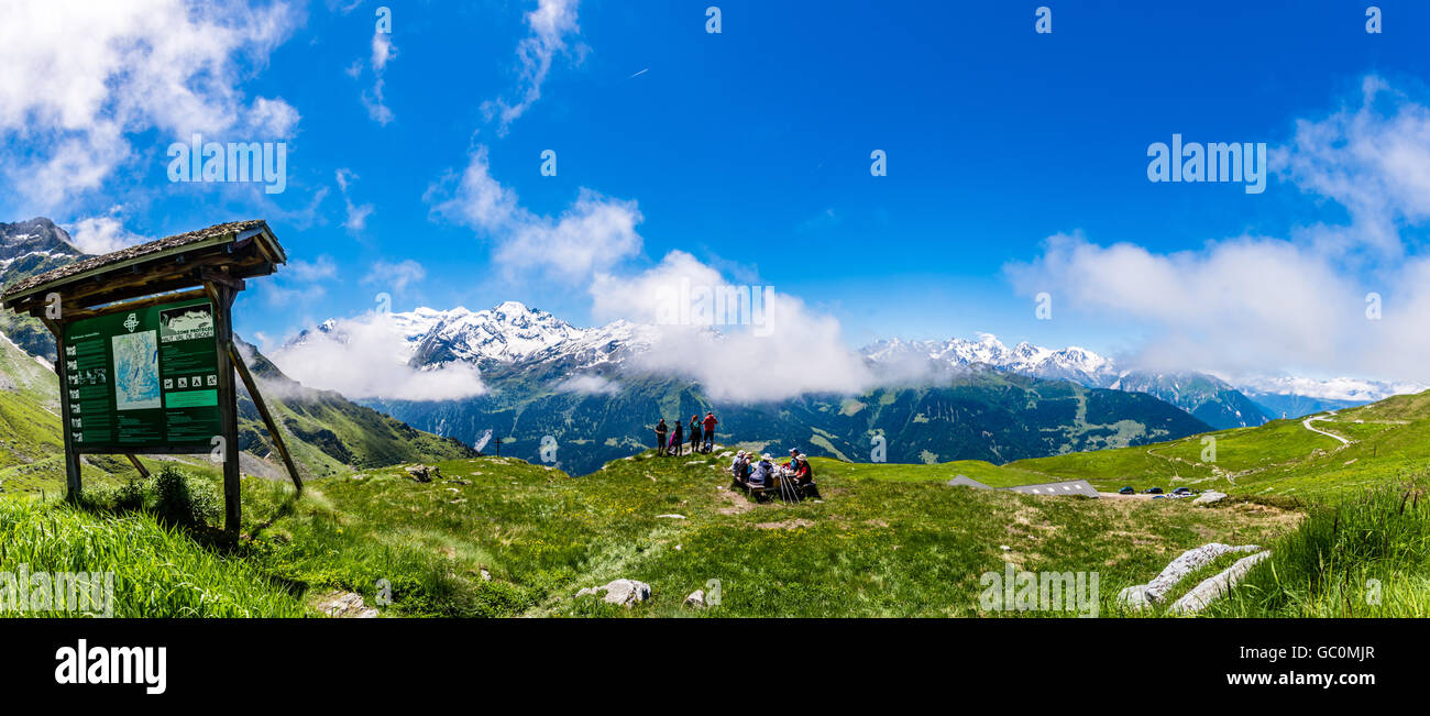 Views of the Swiss alps from Verbier in Switzerland in summer Stock Photo