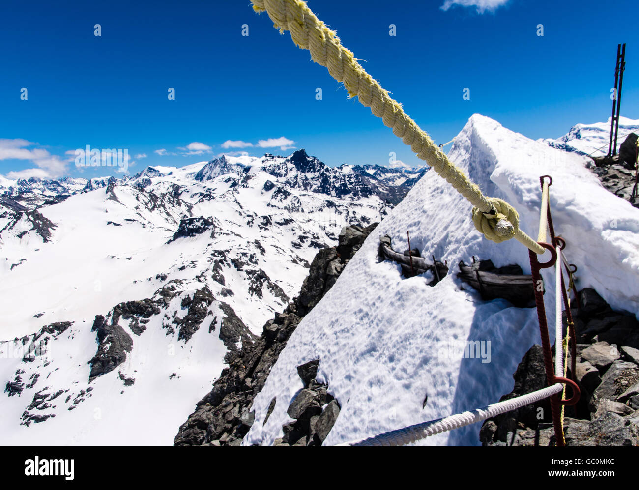 Views of the Swiss alps from Mont Fort in Verbier Switzerland in summer Stock Photo