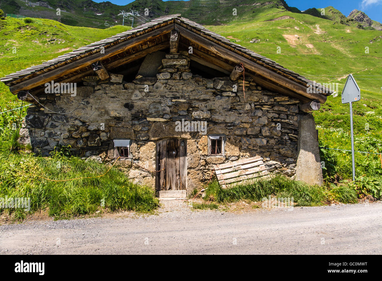 Mountain lodge in Portes du Soleil in Switzerland in summer Stock Photo