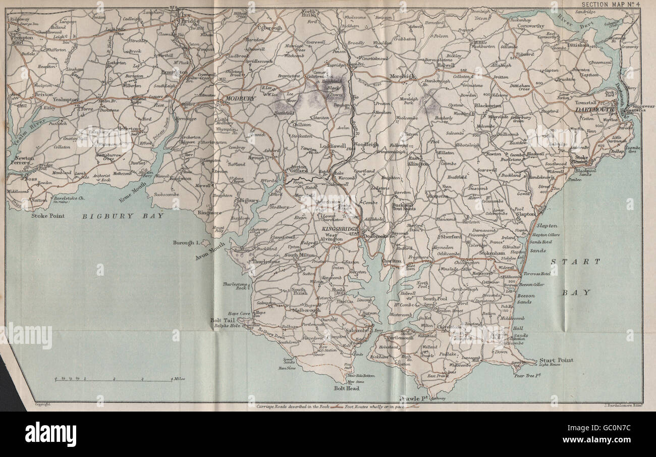 South Hams Devon Map South Hams, Devon. Kingsbridge Salcombe Dartmouth Newton Ferrers, 1892 Old  Map Stock Photo - Alamy