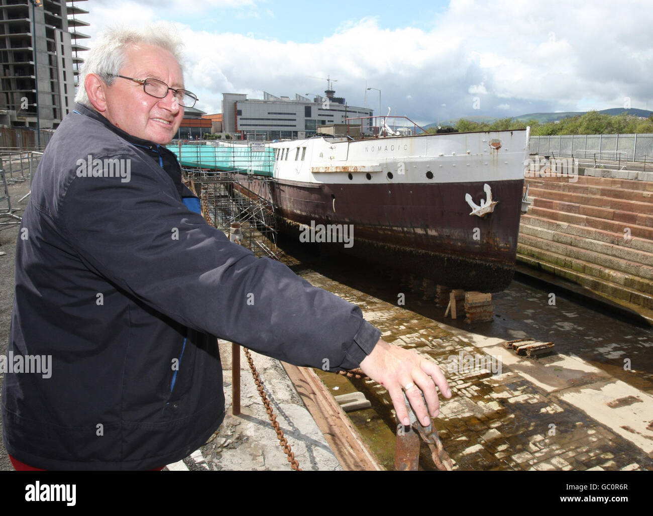 S.S. Nomadic opens to public. William Guilfoyle onboard the S.S. Nomadic at Hamilton Dock in Titanic Quarter, Belfast. Stock Photo