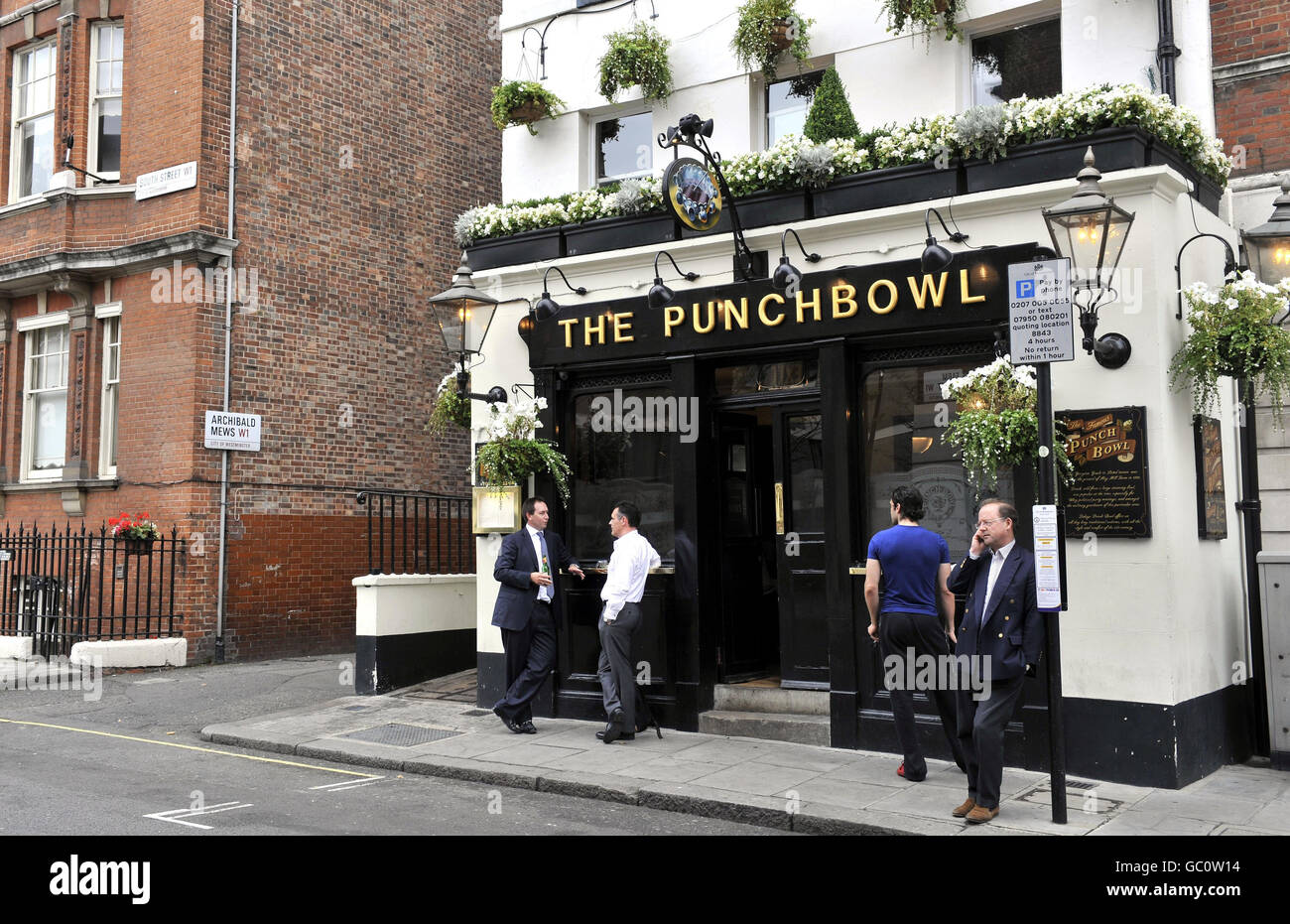 The Punchbowl pub in Mayfair, London, which is owned by Guy Ritchie, as a  microphone has been put up to measure noise levels after Westminster City  Council received dozens of complaints Stock