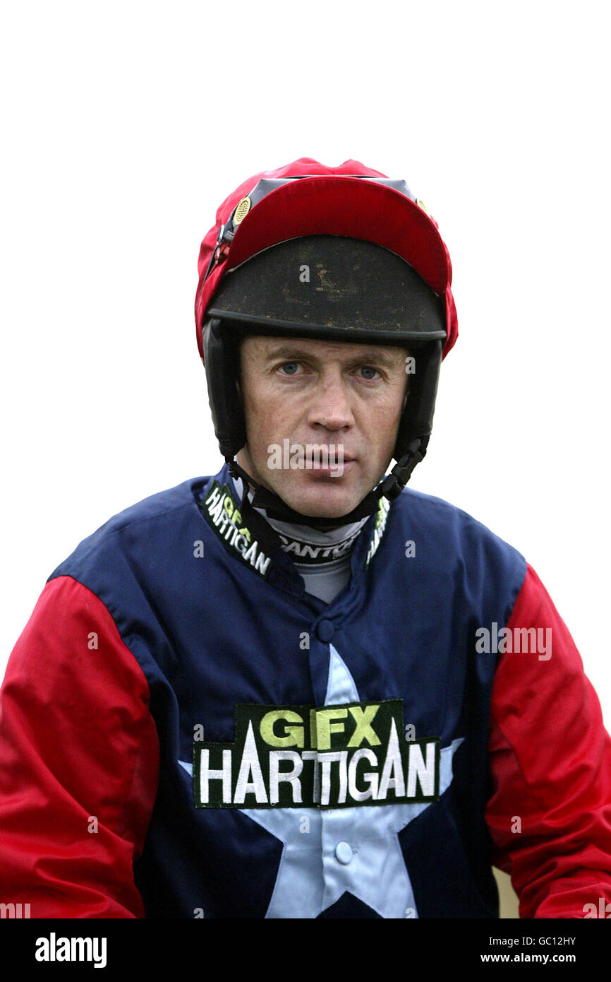 Horse Racing Ludlow races. Jockey Carl Llewellyn on Quatrain prior to