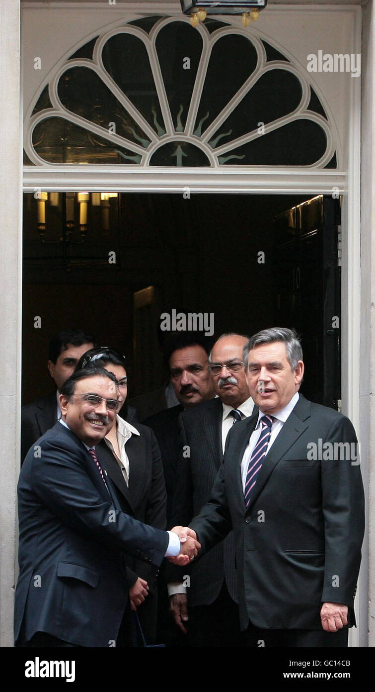 Brown meets with Asif Ali Zardari Stock Photo