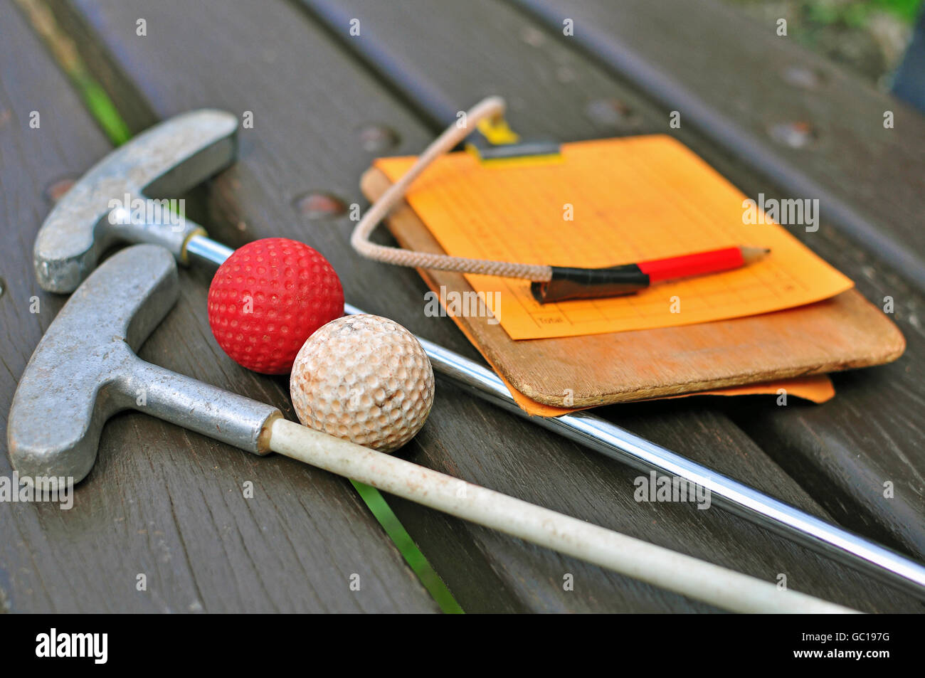 Mini golf equipment Stock Photo