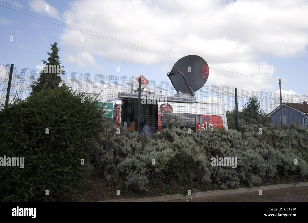 SIS Satellite van parked outside KeTech Systems, Glaisdale Drive East