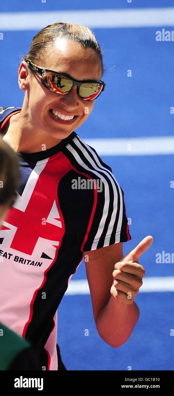 Great Britain's Jessica Ennis Smiles After The Long Jump Event Of The ...