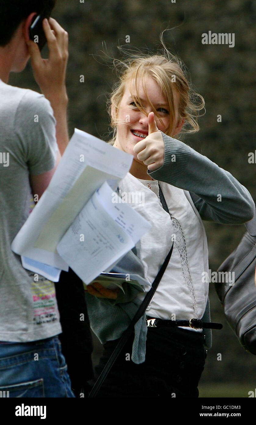Holding up a level exam results hi-res stock photography and images - Alamy