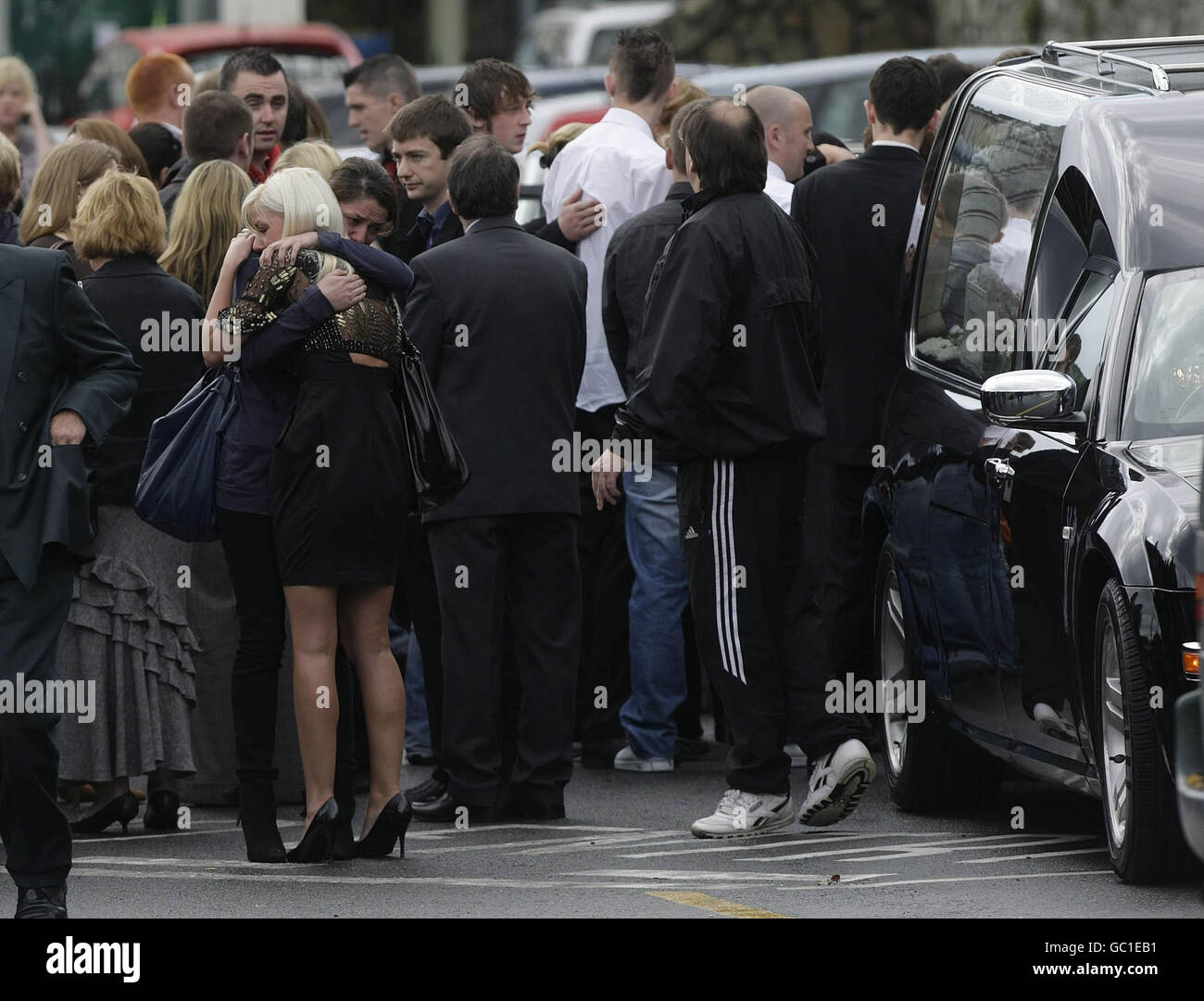 Friends and relatives at the funeral of Shane Clancy at the Church of