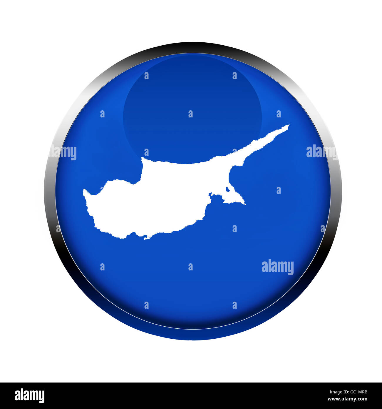 Cyprus map button in the colors of the European Union. Stock Photo