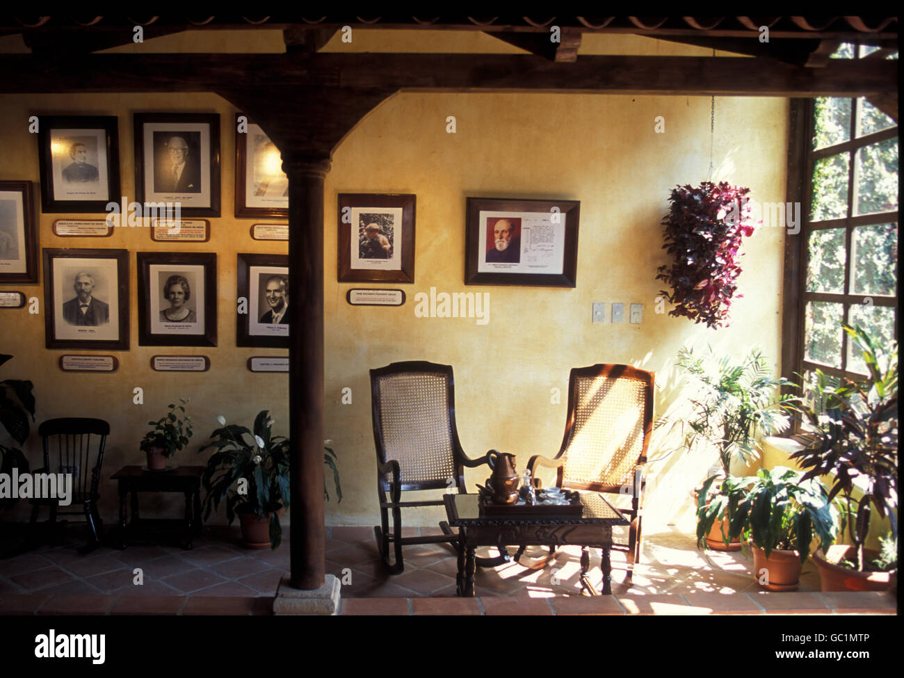 a hotel in the old town in the city of Antigua in Guatemala in central America. Stock Photo