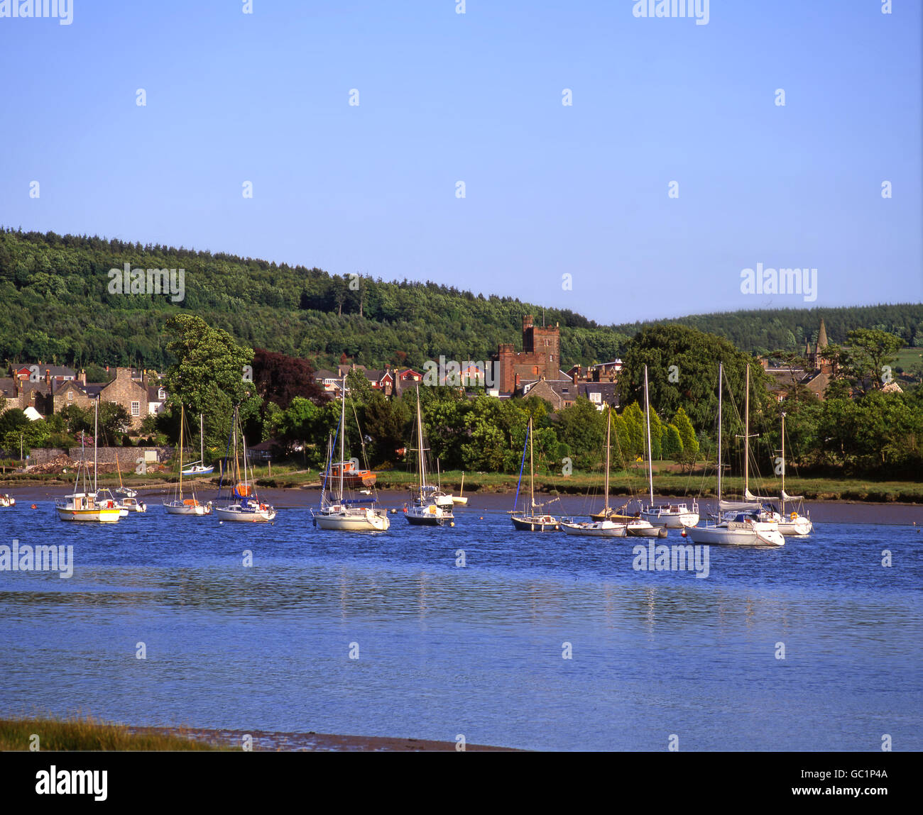 Castle Douglas from across the River Dee, Kirkcubright, Scotland Stock