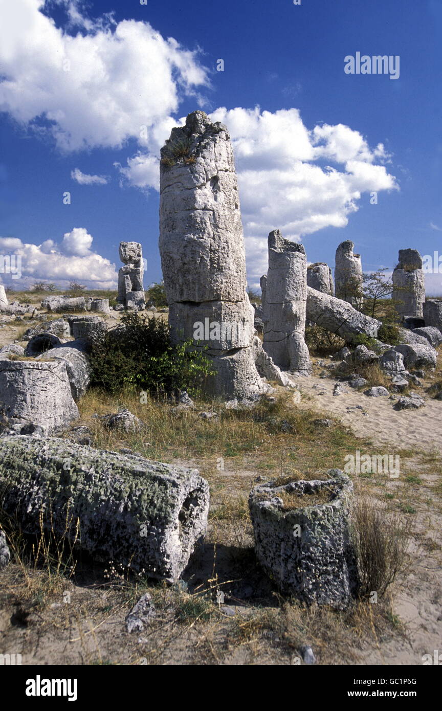 the stone forest near the city of Varna on the Blacksea in Bulgaria in east Europe. Stock Photo