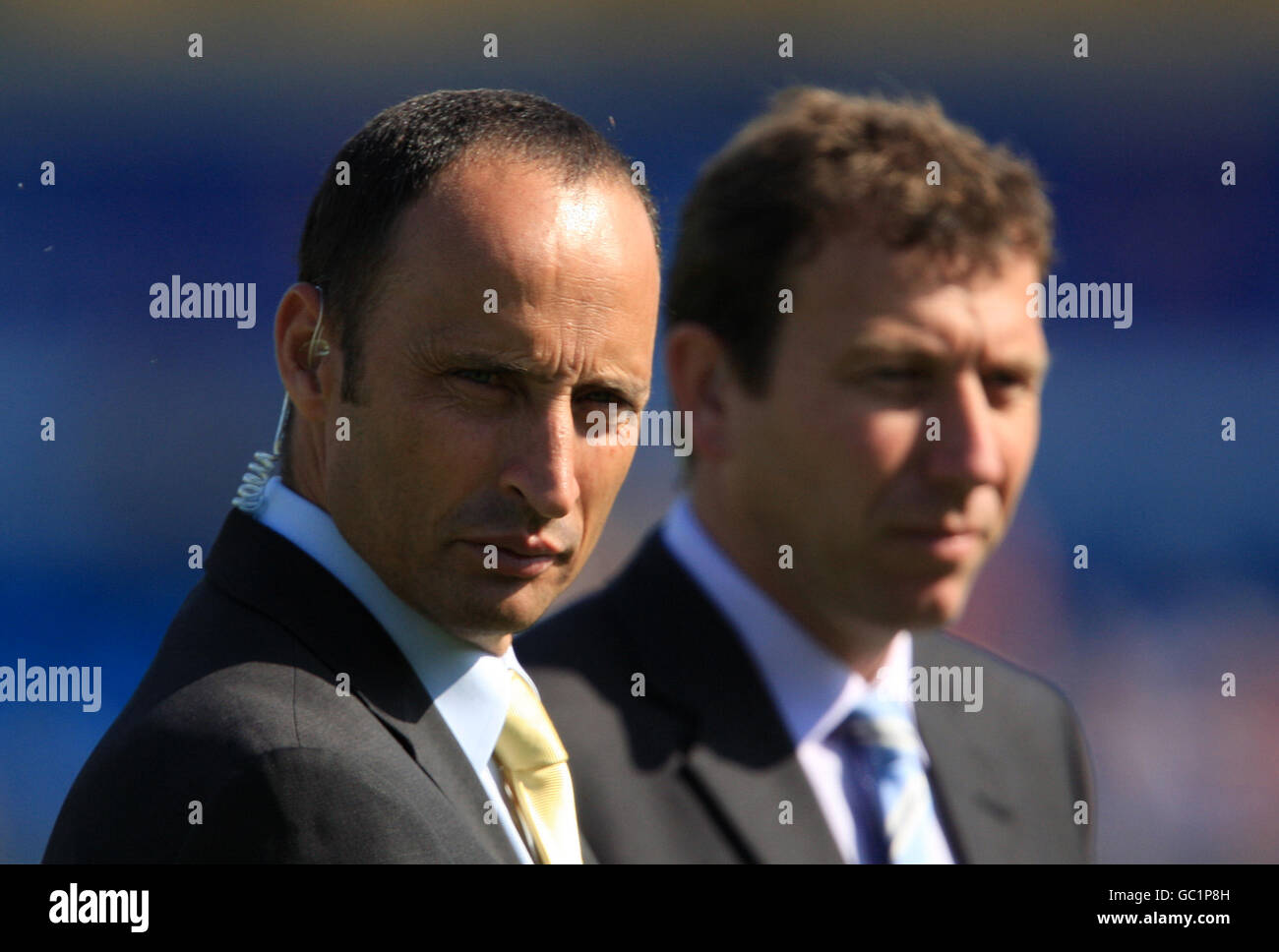 Sky Sports commentators and former England players Nasser Hussain (left) and Michael Atherton