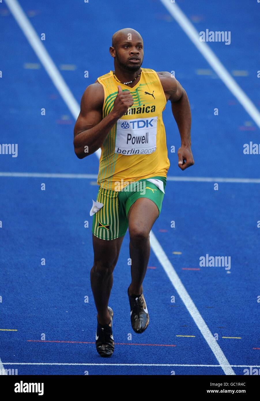 Jamaicas asafa powell in action in his 100m heat hires stock
