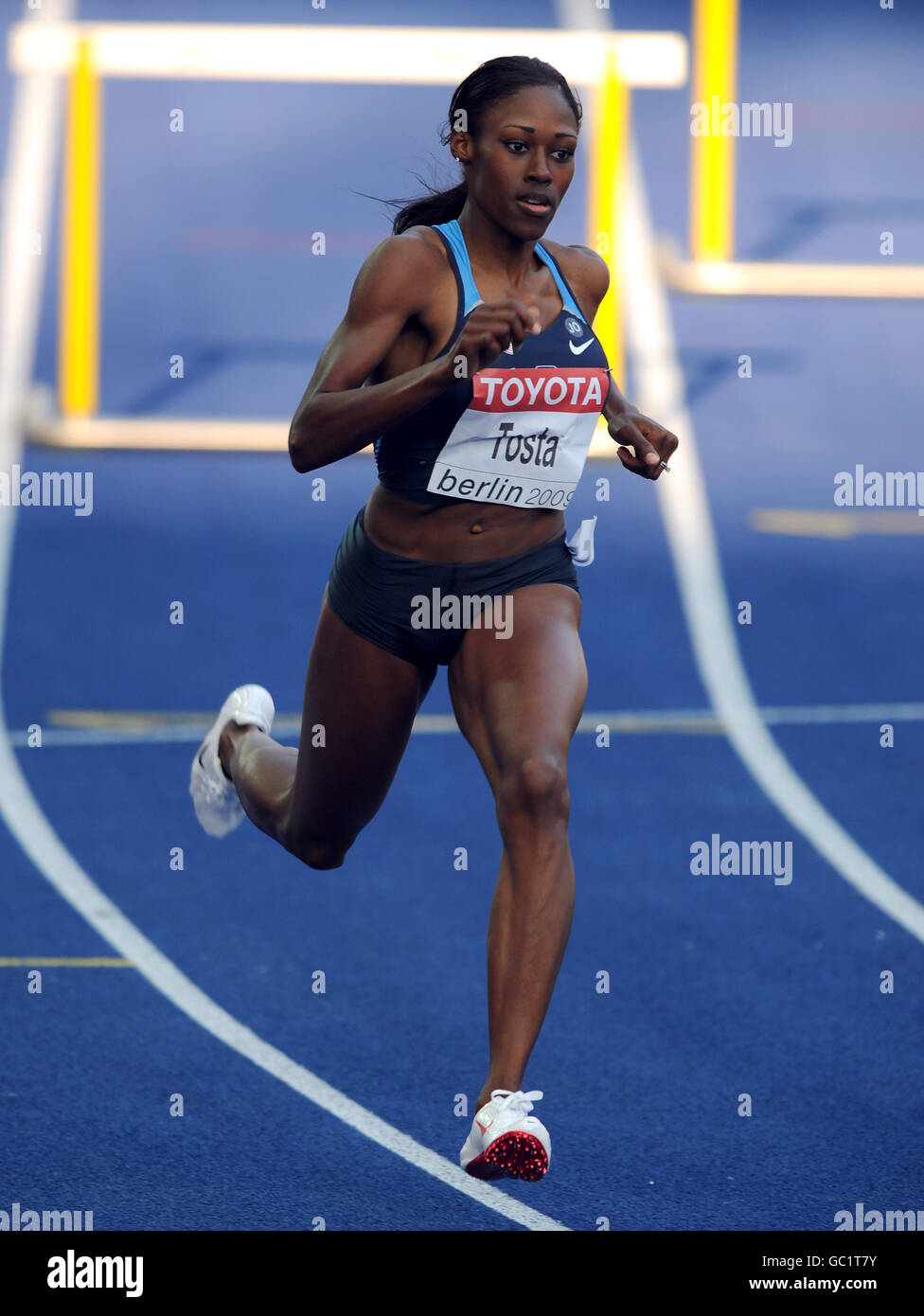 Athletics - IAAF World Athletics Championships - Day Three - Berlin 2009 - Olympiastadion. USA's Sheena Tosta in action during the 400 metre hurdles Stock Photo