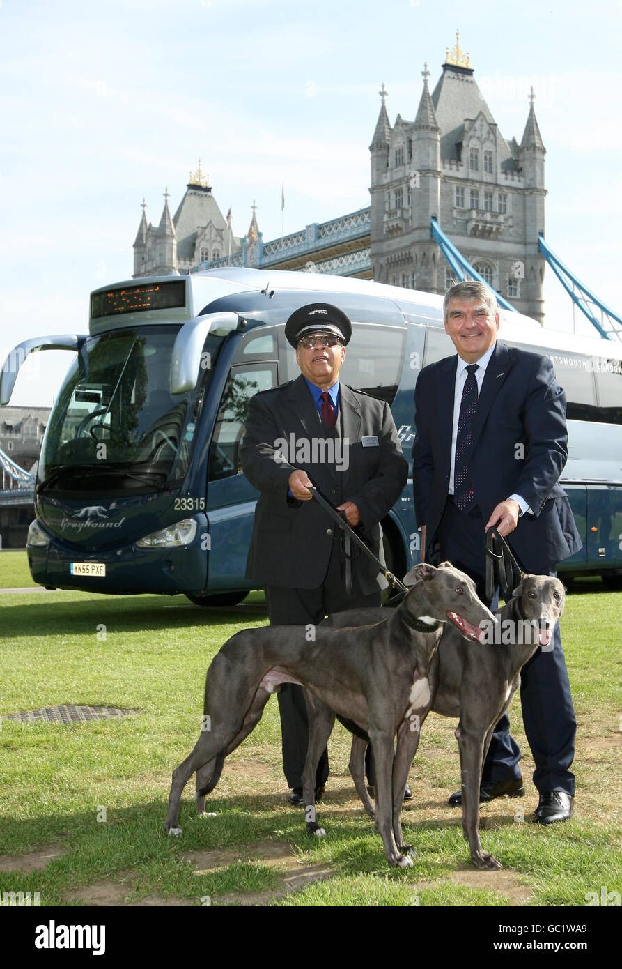 First Group launch a Greyhound coach service in the UK Stock Photo