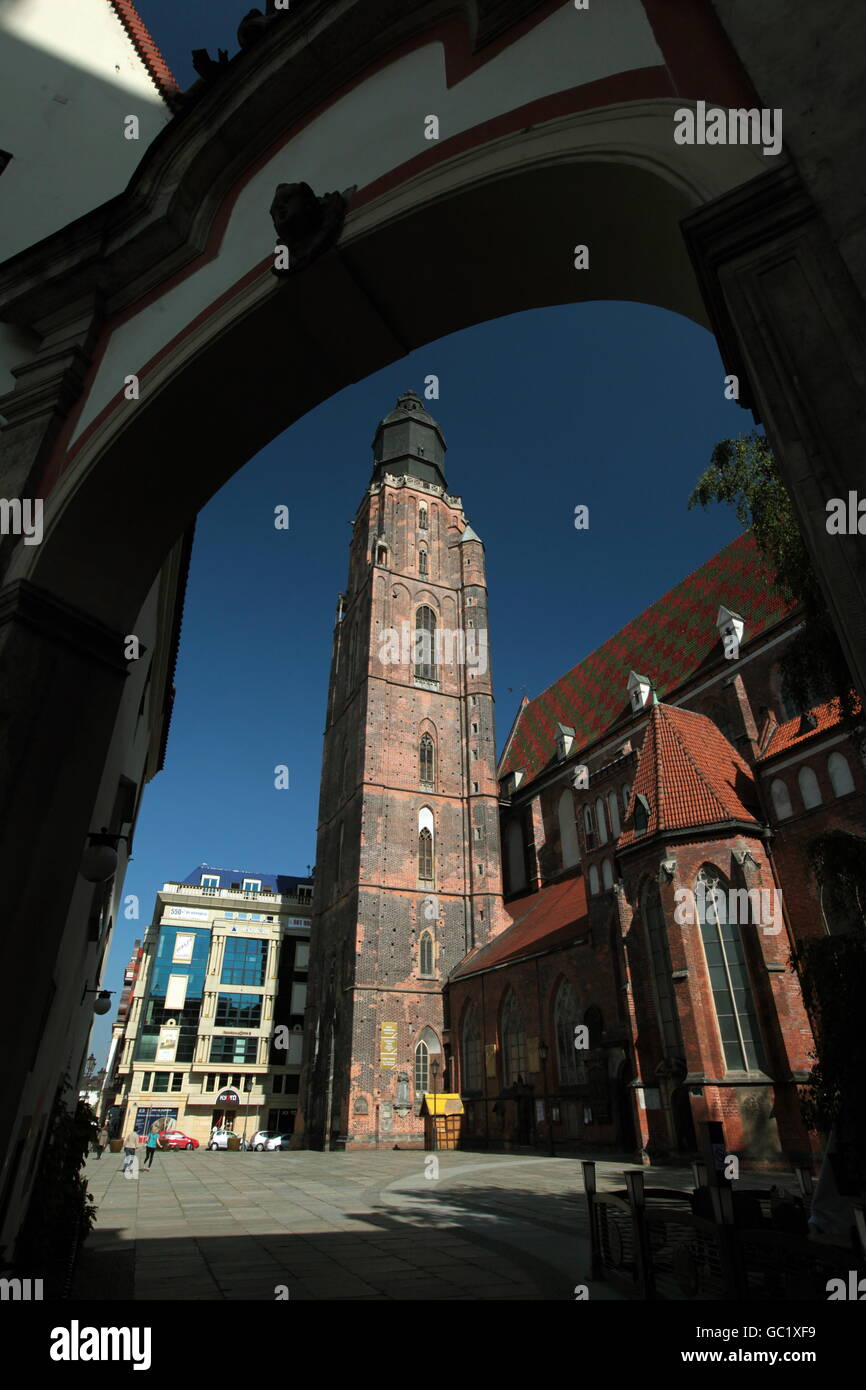 the church of st Elizabeth at the Stray Rynek square in the old town of Wroclaw in Poland in east Europe. Stock Photo