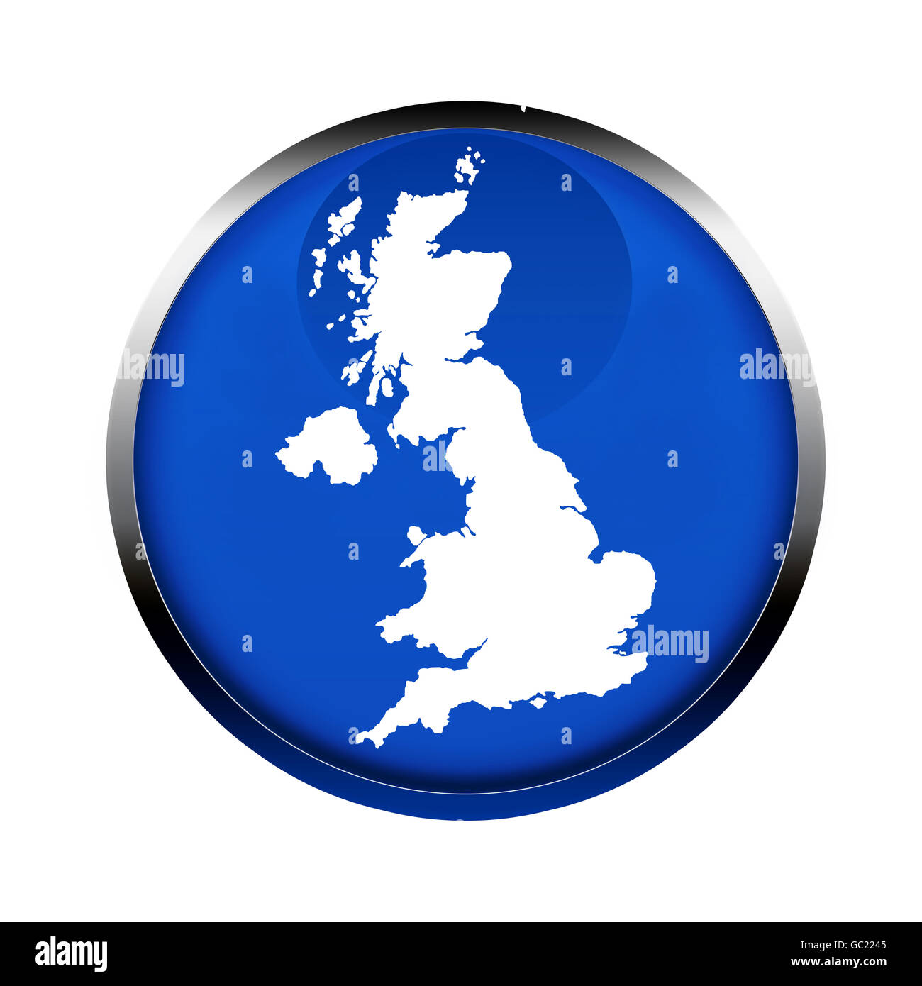 United Kingdom map button in the colors of the European Union. Stock Photo