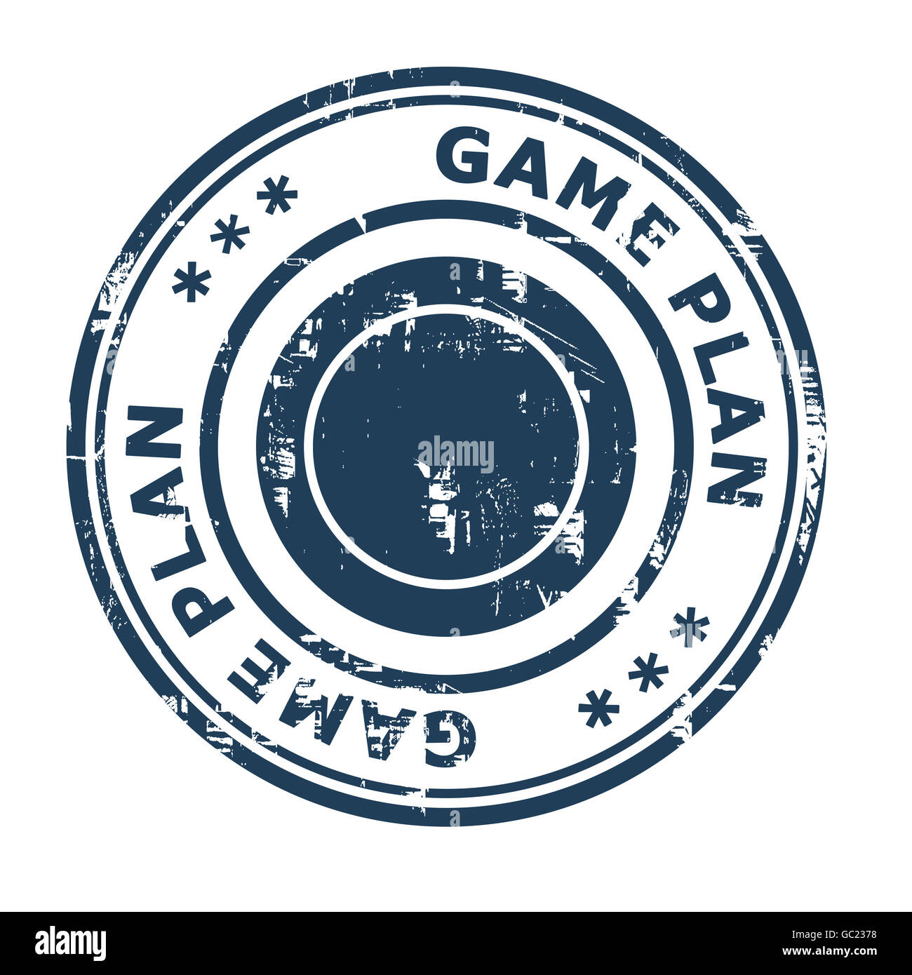 Game Plan business concept rubber stamp isolated on a white background. Stock Photo