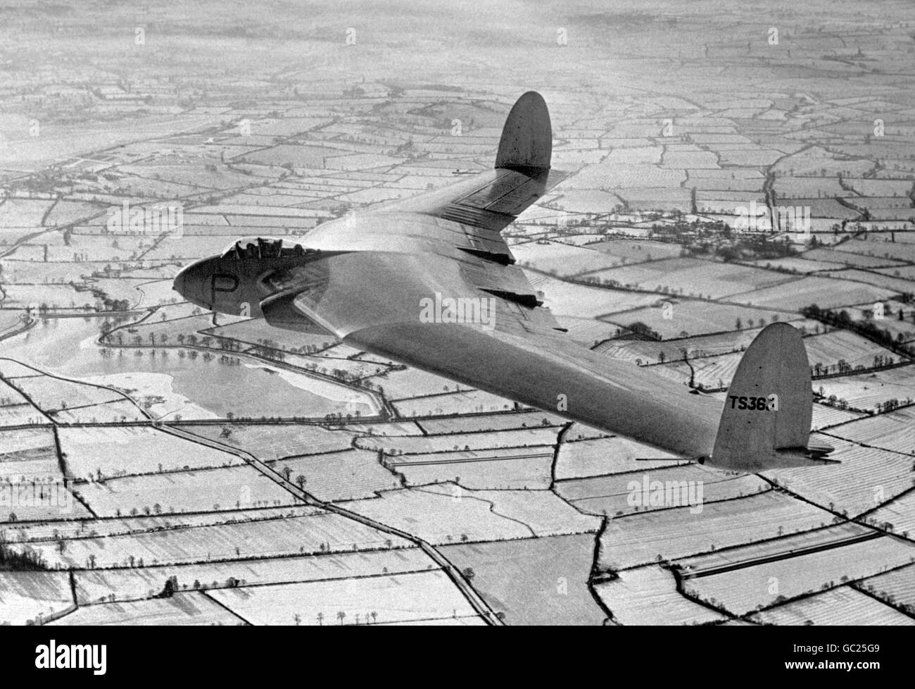 An Armstrong Whitworth A.W.52G experimental flying wing glider. Designed to be half-size prototype for the jet powered version, this was photographed during its first ever test flight. Stock Photo
