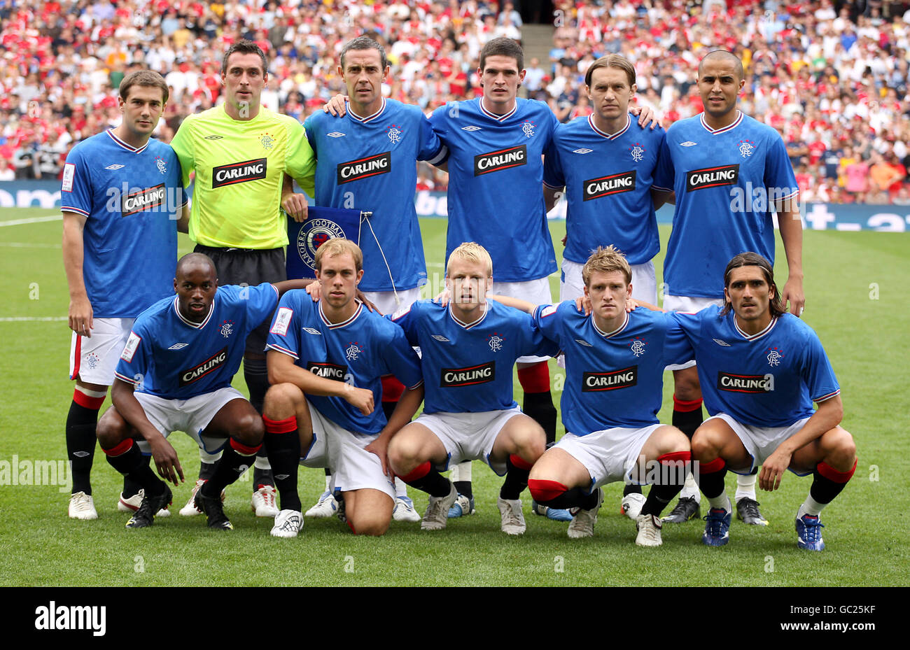 Soccer - Emirates Cup 2009 - Arsenal v Rangers - Emirates Stadium. Rangers team group Stock Photo