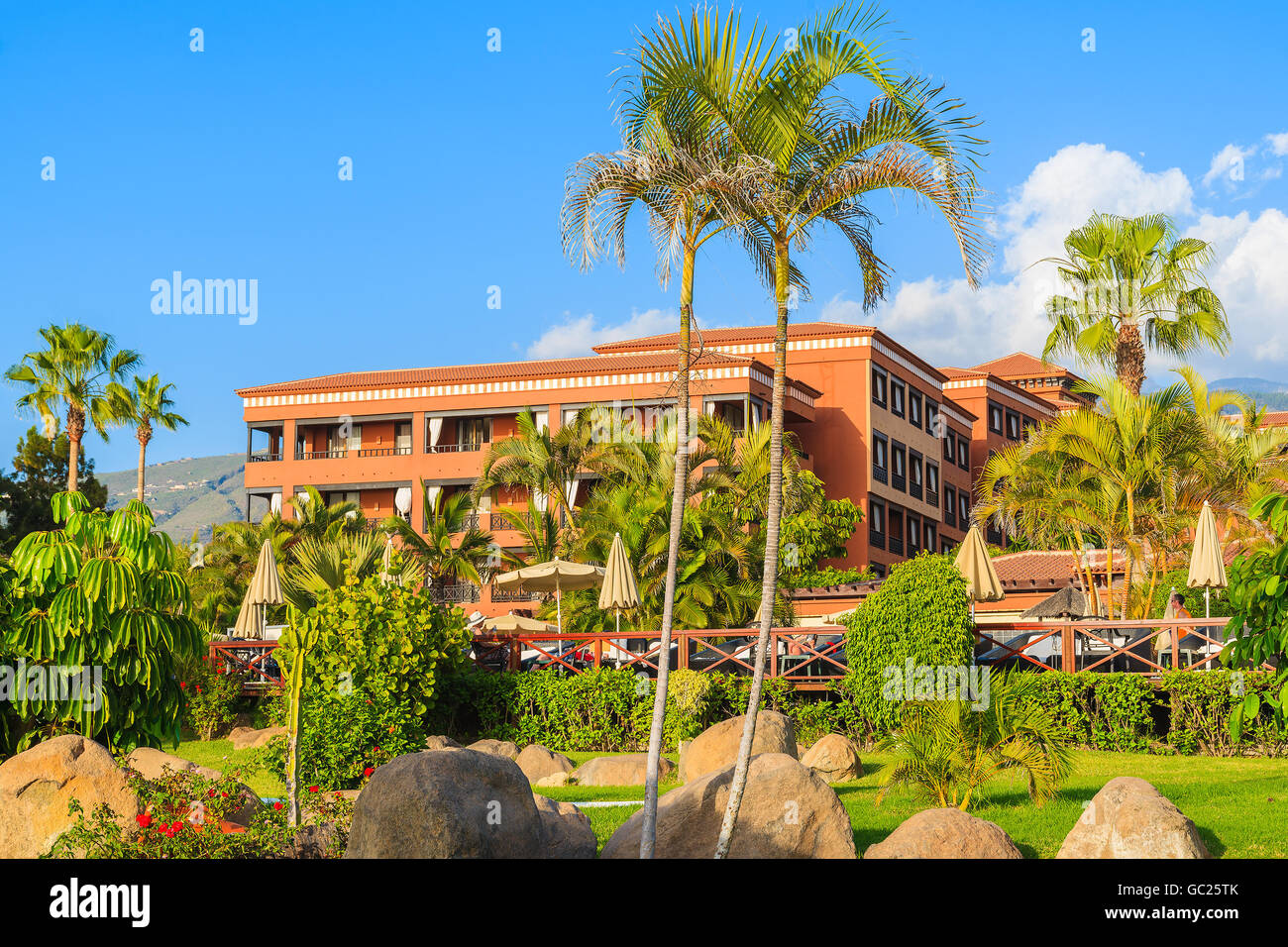 COSTA ADEJE TOWN, TENERIFE NOV 17, 2015 Tropical gardens of luxury Stock Photo 110686595 Alamy