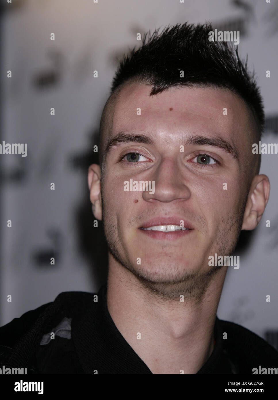 Electro pop musician Frankmusik, arriving for the PUMA/London College of Fashion design collaboration project at London College of Fashion, in central London. Stock Photo