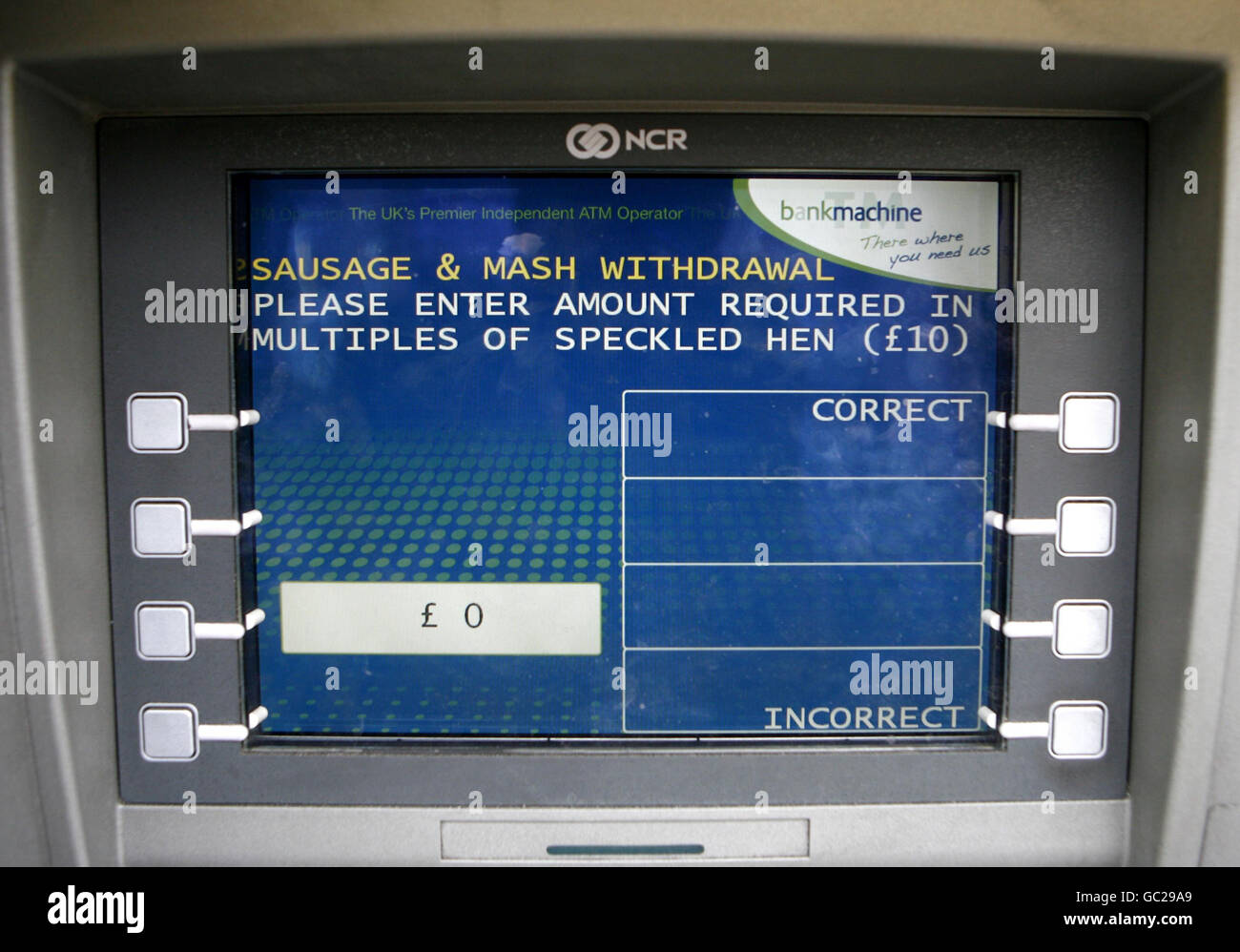 Cash machines with Cockney language option Stock Photo