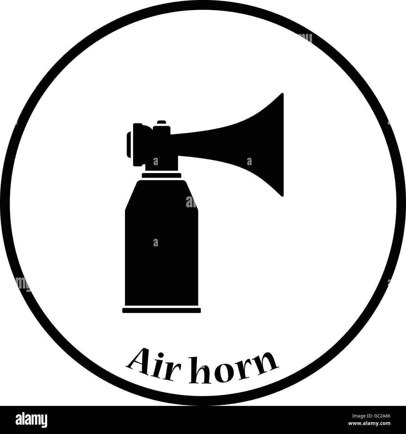 Football fans air horn aerosol icon. Thin circle design. Vector