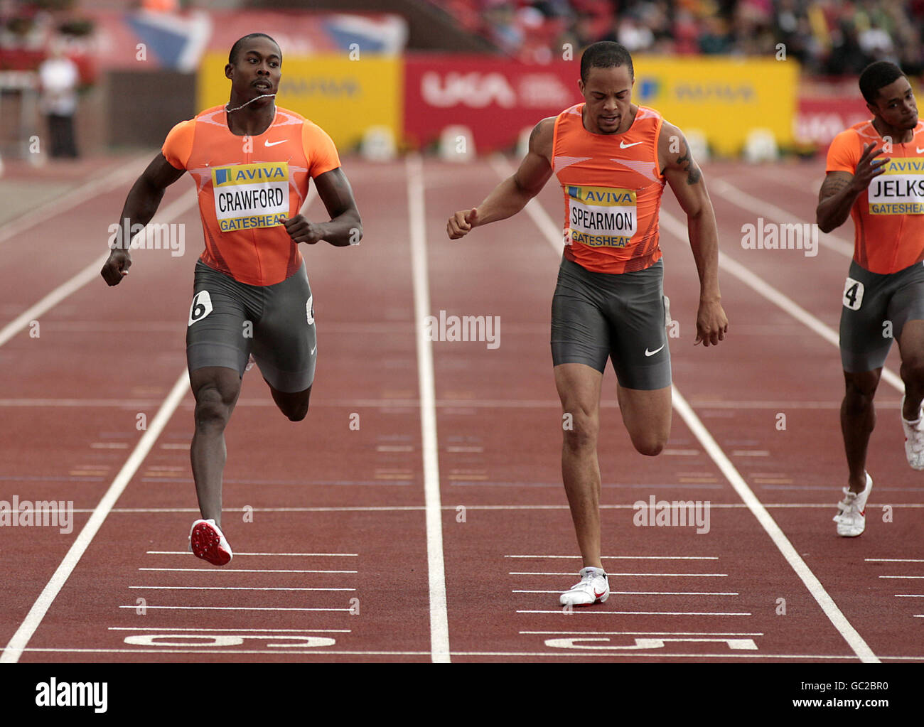 Athletics aviva british grand prix 2009 gateshead international stadium hires stock photography