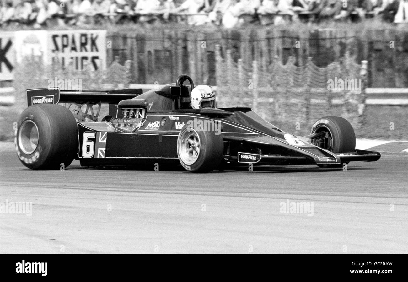 Gunnar Nilsson aboard the Lotus 78 Ford during the British Grand Prix at Silverstone Stock Photo