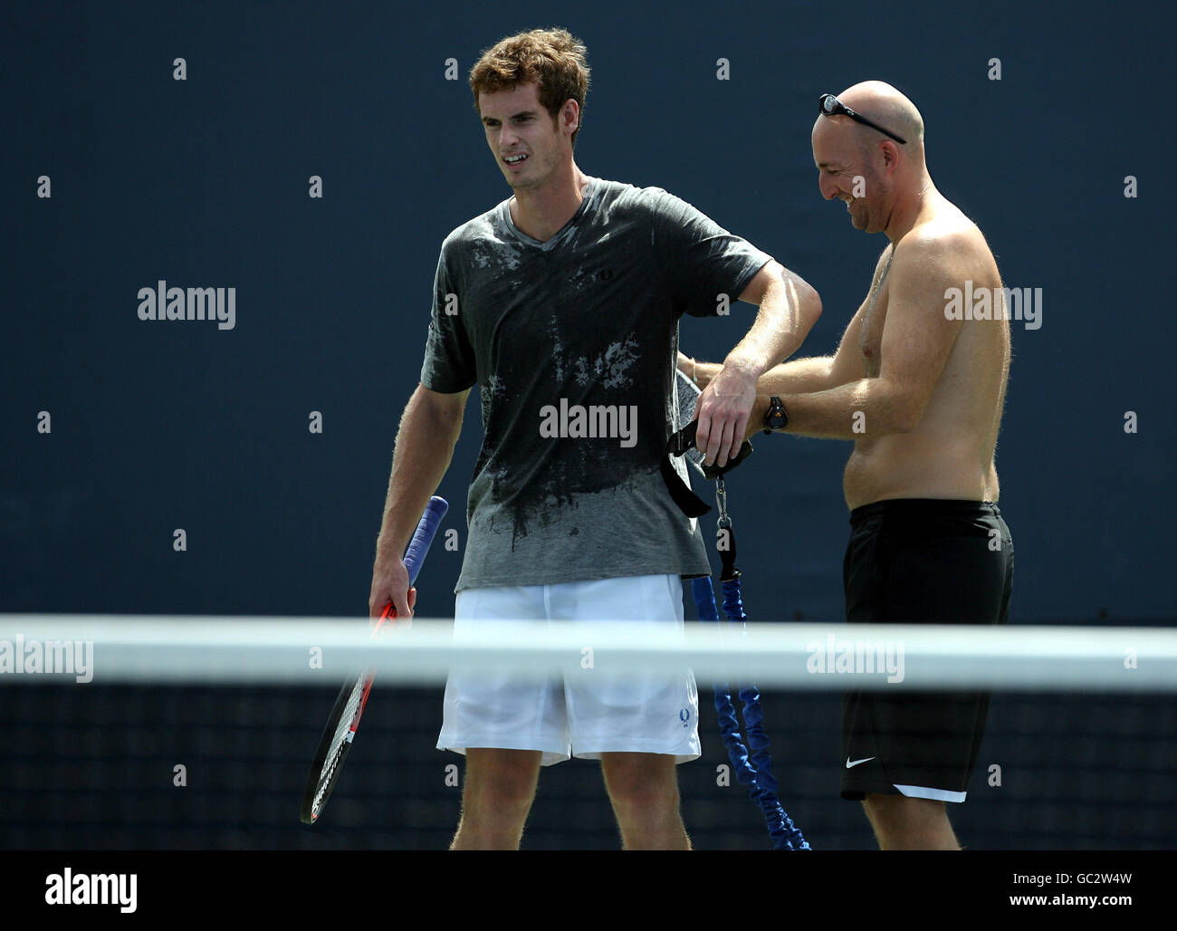 Great Britains' Andy Murray on the practice courts at Flushing Meadows Stock Photo