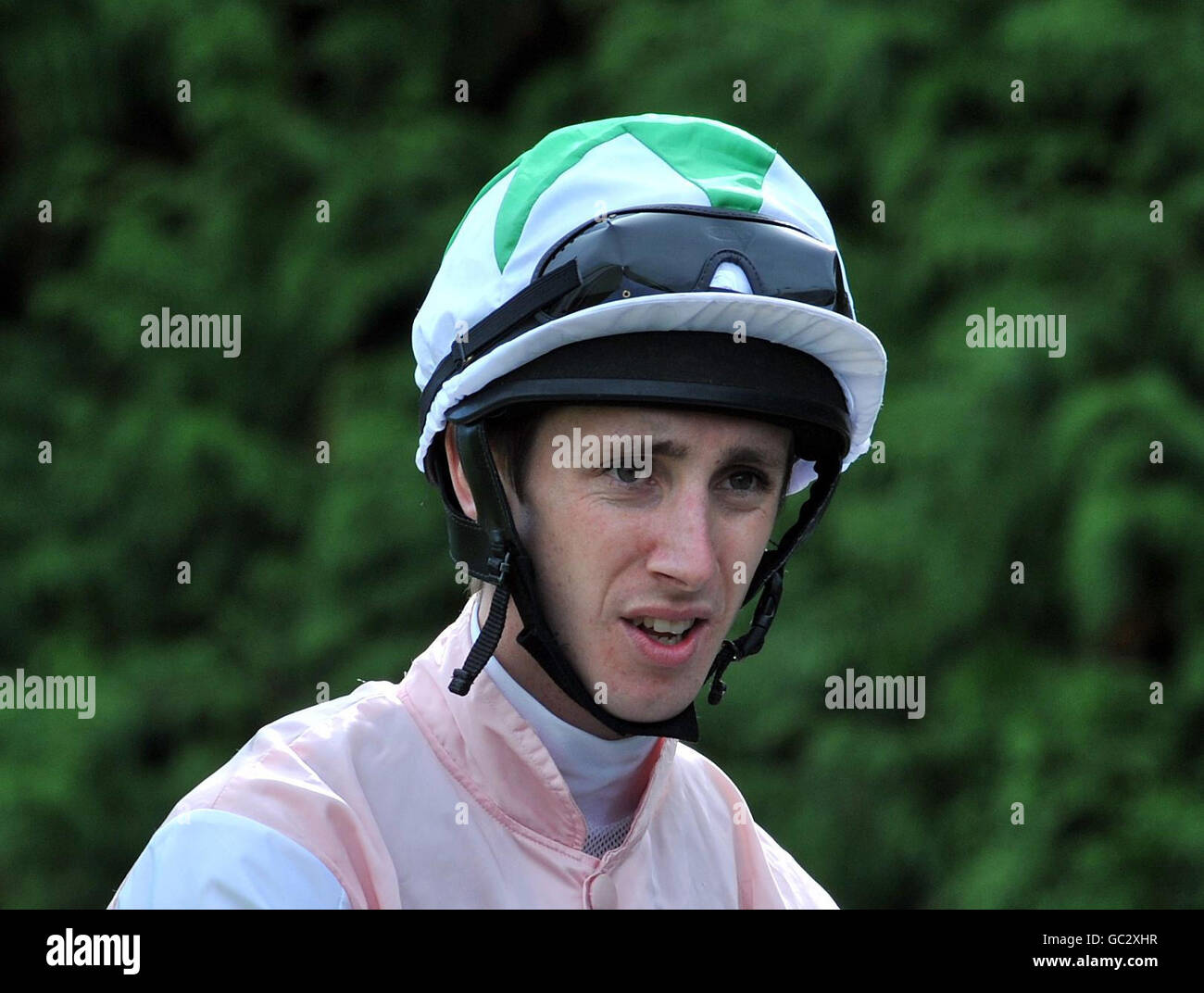 Jockey Baker at Kempton Park Racecourse, Middlesex Stock Photo